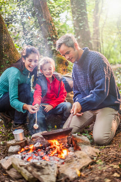  Cheerful Family Roasting Marshmallows