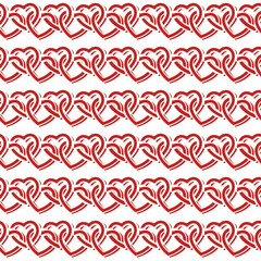 Seamless pattern with interlocking hearts. Vector illustration.