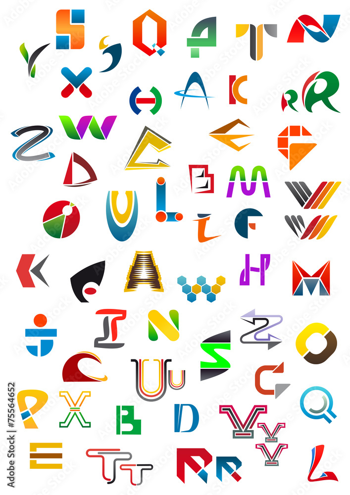 Poster abstract alphabet icons and symbols