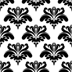 Seamless black and white flourish pattern