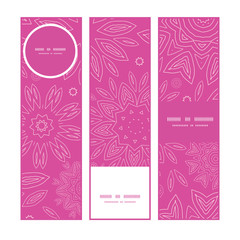 Vector pink abstract flowers texture vertical banners set