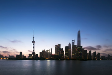Fototapeta na wymiar skyline and landscape of modern city,shanghai.View from riverban