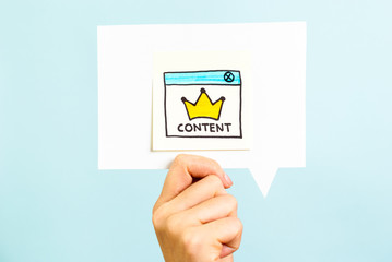 Content is the king message on blue background