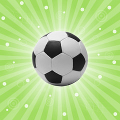 Fototapeta premium Football ball on bright green background, sports poster