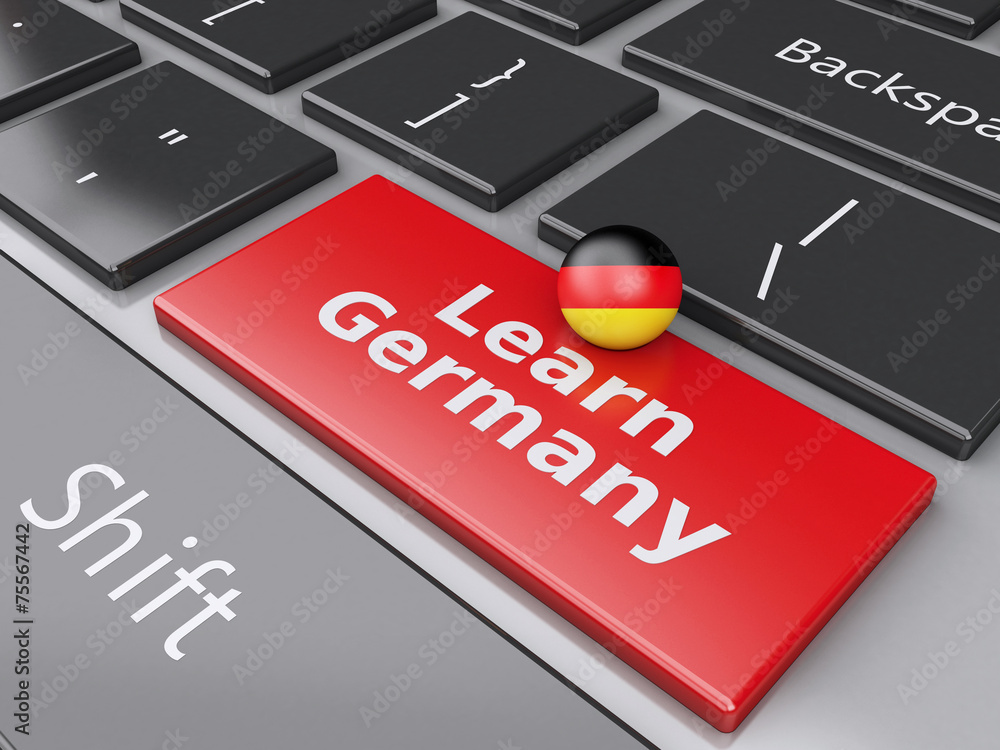 Aufkleber 3d learn germany on computer keyboard. education concept