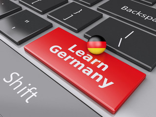 Fototapeta premium 3d Learn Germany on computer keyboard. Education concept