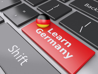Fototapeta premium 3d Learn Germany on computer keyboard. Education concept