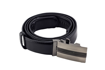 Obraz premium black leather belt isolated white background