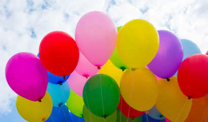 Obraz premium A colorful flying balloon in blue sky