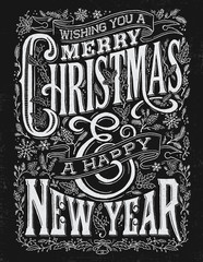 Vintage Christmas and New Year Chalkboard Typography Lockup - 75568205