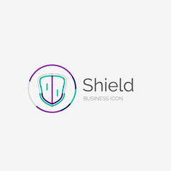Obraz premium Thin line neat design logo, shield icon