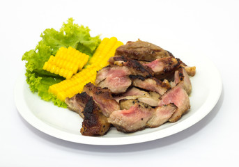 pork steak in white dish
