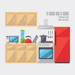 Flat design of kitchen interior