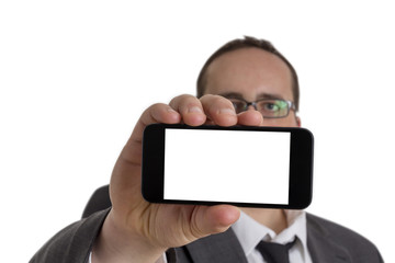 Young Businessman in suit with cellphone