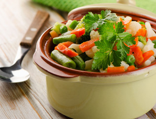 vegetables on    wooden table.