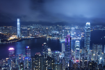 Fototapeta na wymiar Victoria Harbor of Hong Kong at night