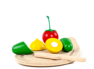 Wooden toy cooking set