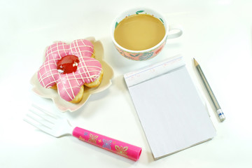 Donut Coffee and Notepad