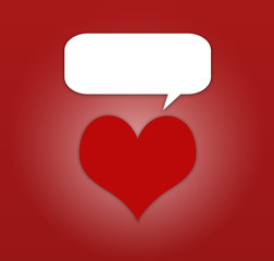 Red Hearts and speech bubble on red background