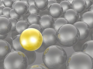 Yellow and grey spheres
