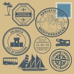 Fototapeta premium Travel stamps set, Mediterranean, vector