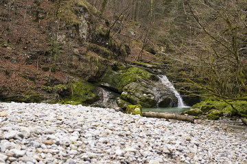 cascade and little lake in gorski kotar