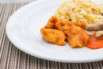 Stir fried chicken with rice