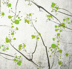 Retro color tone of flower branch with grunge background