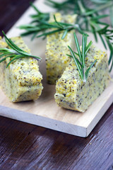 Baked polenta with italian cheese and rosemary