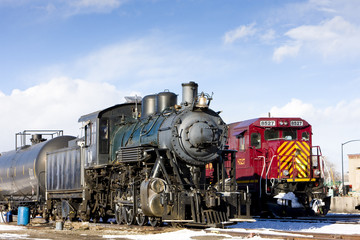 Fototapeta na wymiar locomotives at railway station of Alamosa, Colorado, USA