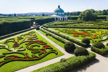 Flower garden of Kromeriz Palace, Czech Republic - obrazy, fototapety, plakaty