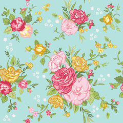 Fototapeta na wymiar Seamless Floral Shabby Chic Background - in vector