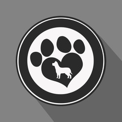 Love Paw Print Black Circle Icon.Modern Flat Design