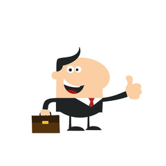Happy Manager Giving Thumb Up.Modern Flat Design