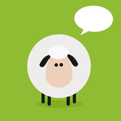 Cute Sheep Modern Flat Design With Speech Bubble