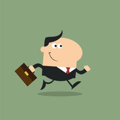 Manager With Briefcase Running To Work Modern Flat Design