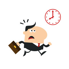 Hurried Manager Running Past A Clock Modern Flat Design