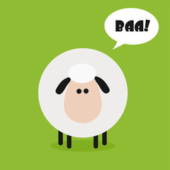Cute Sheep Modern Flat Design With Speech Bubble And Text