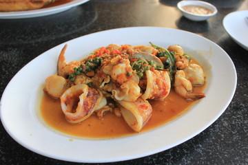 stir fried spicy seafood