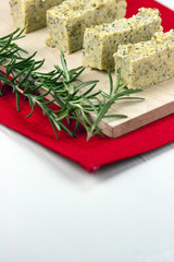 Baked polenta with italian cheese and rosemary