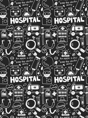 Hospital elements doodles hand drawn line icon,eps10