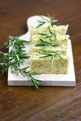Baked polenta with italian cheese and rosemary