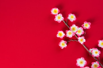 Fototapeta na wymiar chinese new year cherry blossom flowers with copyspace for desig