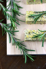 Baked polenta with italian cheese and rosemary