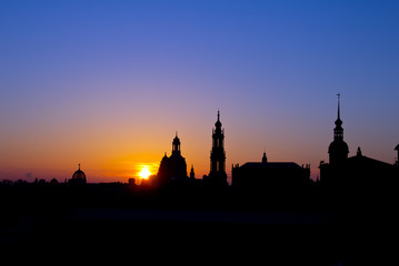 Naklejka premium Dresden, Sunrise im Zentrum