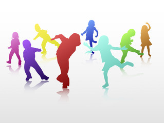 Dancing children silhouettes