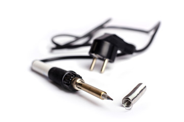 Soldering iron with tin solder