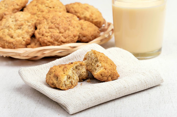 Homemade oatmeal cookies and milkshake