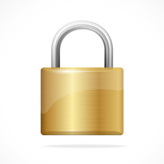 Vector locked padlock gold isolated