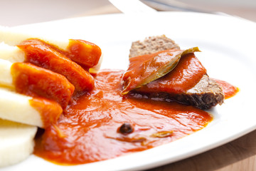 beef meat with tomato sauce